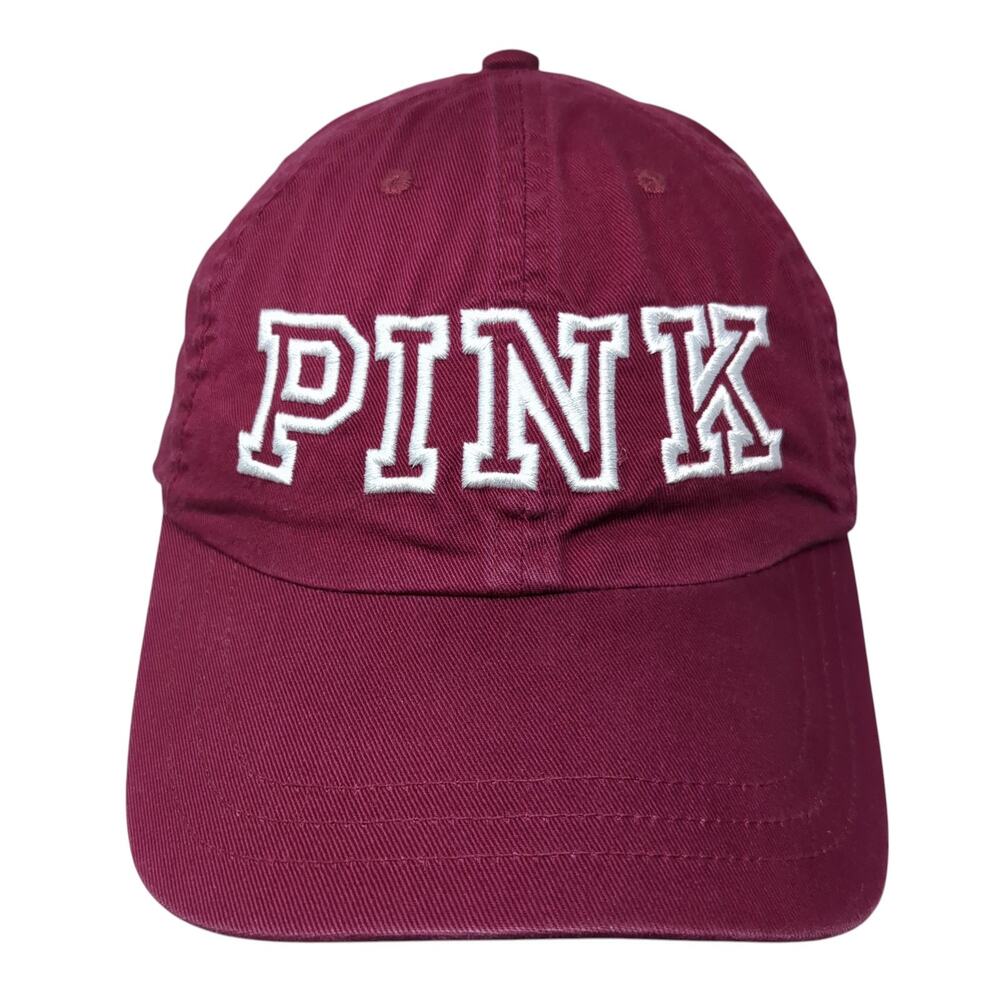PINK Victoria's Secret Slideback Hat Red One Size Solid Embroidered
